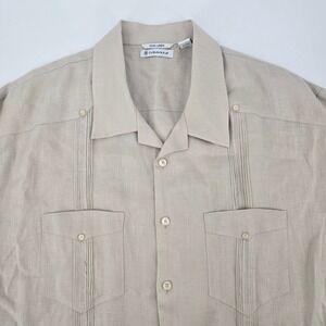 Cubavera 100% Linen Shirt 3XLT Beige Guayabera Big & Tall 4 Pocket Coastal NWOT